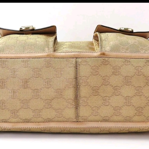 Sale today Authentic Gucci beige / tan tote bag $1100 serial number vintage Used - Picture 7 of 12